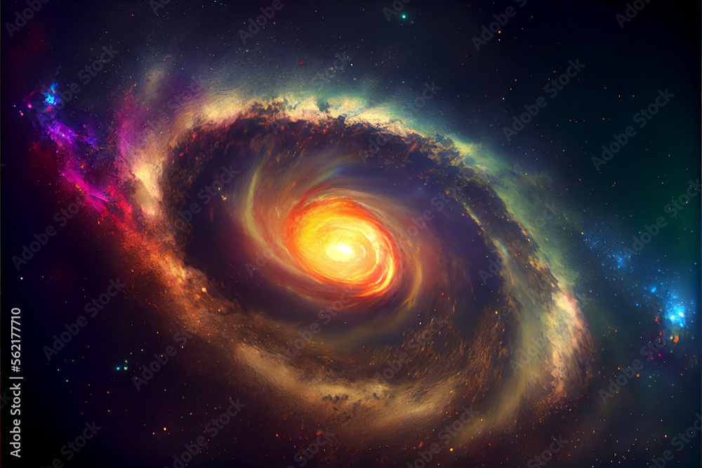 Aufkleber beautiful abstract rainbow swirl and multi coloured space background in the darkness.