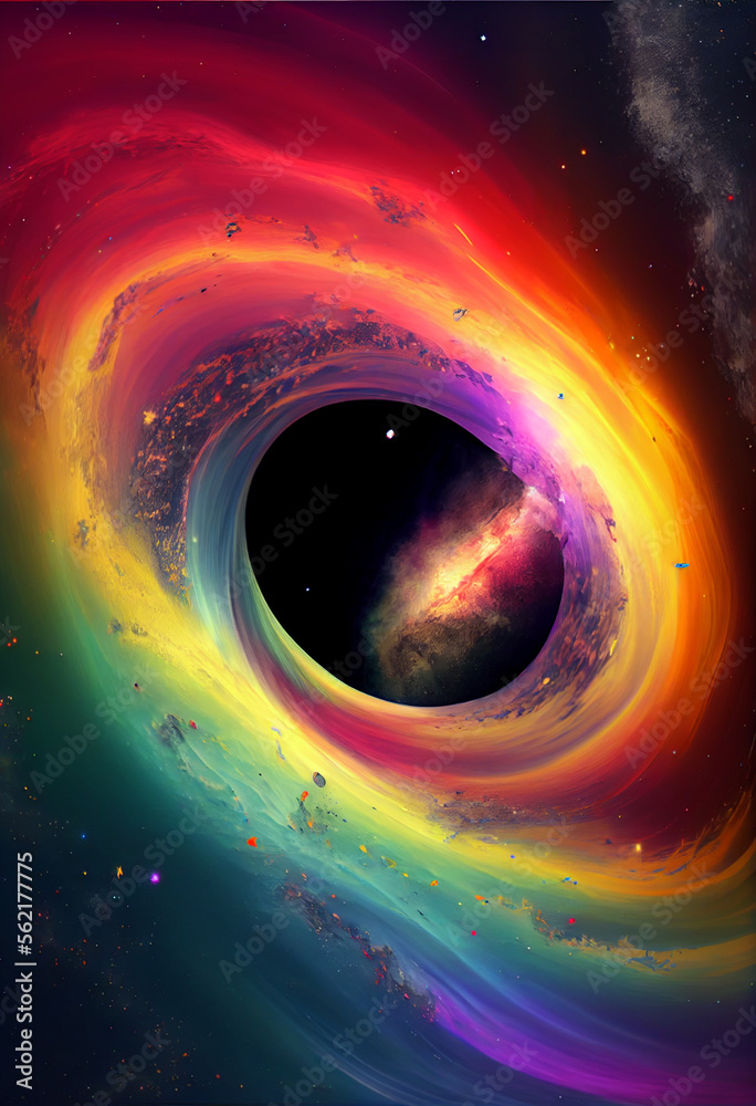 Aufkleber Beautiful abstract rainbow swirl  and multi coloured space background in the darkness.	