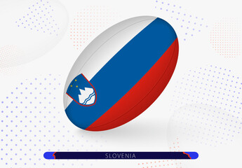 Rugby ball with the flag of Slovenia on it. Equipment for rugby team of Slovenia.