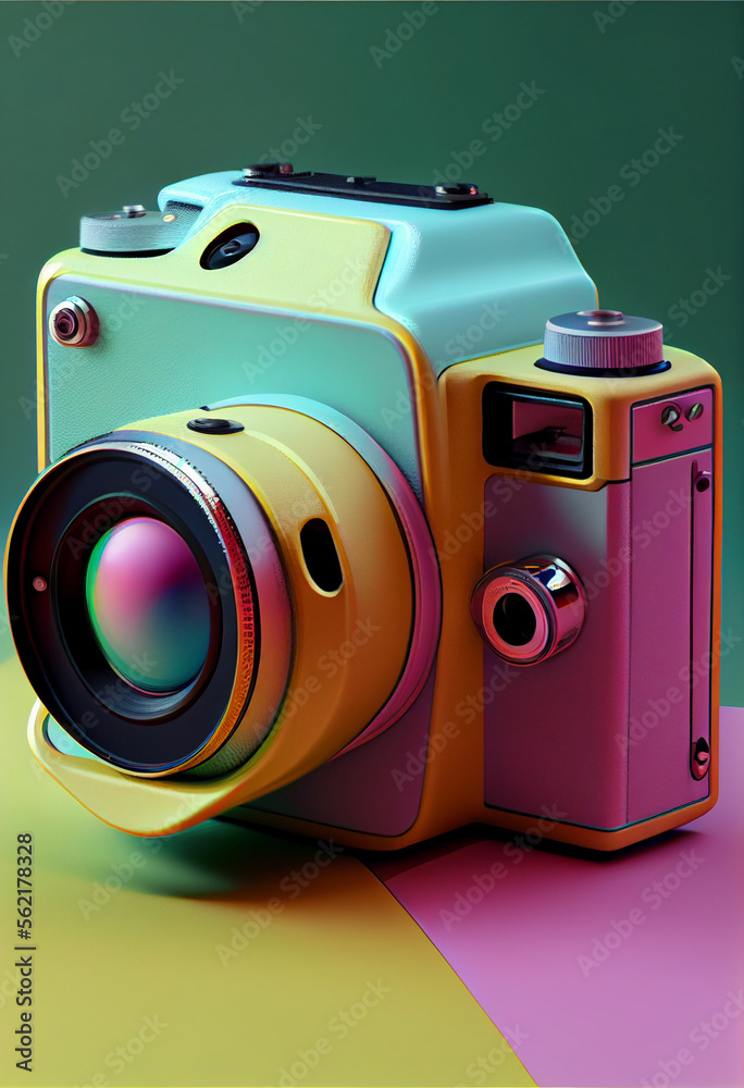 Poster beautiful abstract camera. generative ai technology