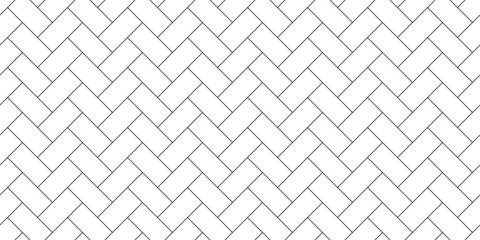 Fototapeta Brick line seamless pattern. Repeating black monochrome geometric tileable on white background. Repeated stripe trellis for design prints. Geometry wallpaper. Repeat geos mosaic. Vector illustration obraz