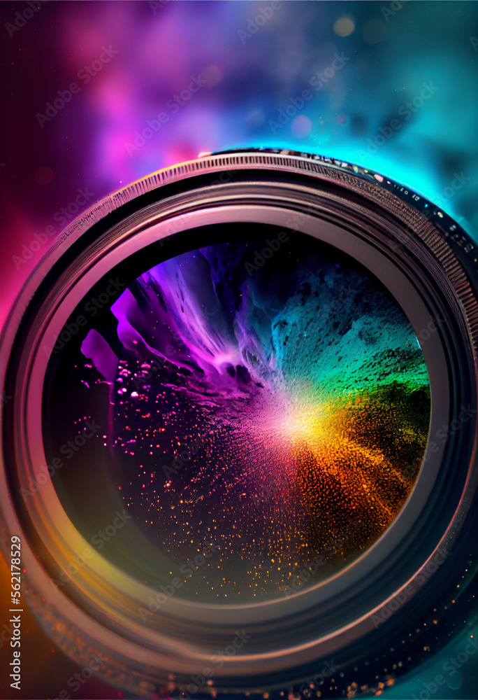 Aufkleber beautiful abstract surreal camera lens. generative ai technology