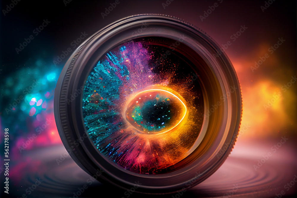 Aufkleber beautiful abstract surreal camera lens. generative ai technology
