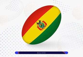 Rugby ball with the flag of Bolivia on it. Equipment for rugby team of Bolivia.