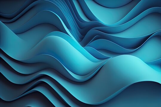 Layers of abstract blue waves provide an elegant design backdrop. Generative AI © LukaszDesign