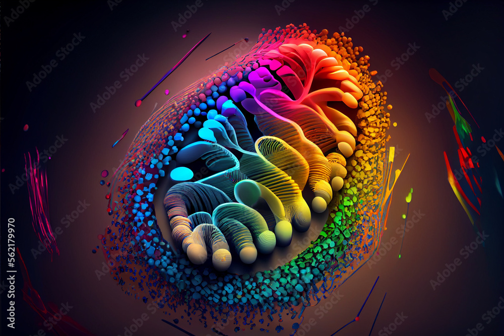 Leinwandbilder beautiful abstract multi colored fingerprint and dna molecule on background texture for design.