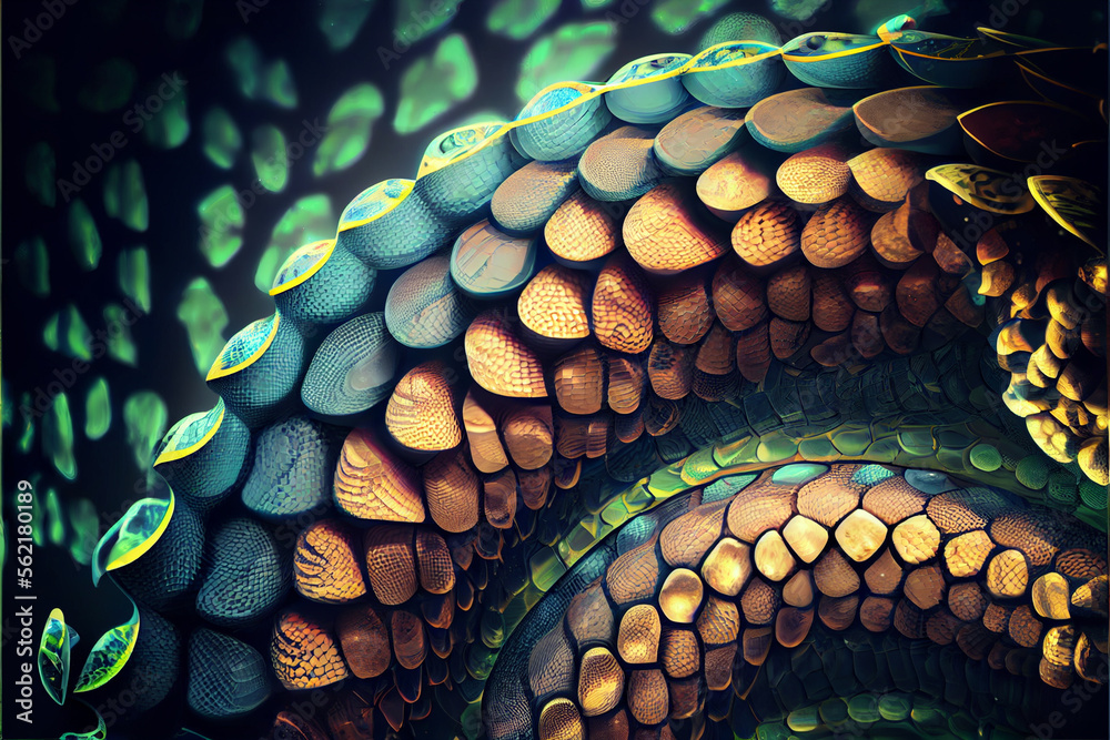Poster Snake skin abstract background texture semicircle. Beautiful background pattern texture for design Generative AI technology.