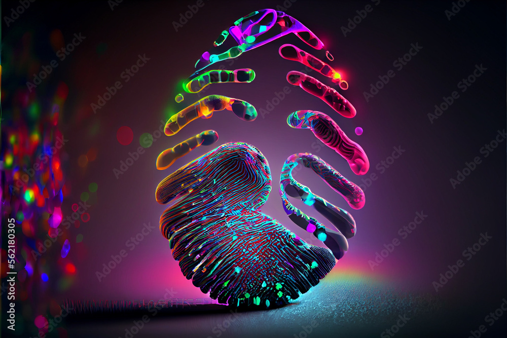 Leinwandbilder beautiful abstract multi colored fingerprint and dna molecule on background texture for design.