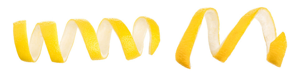 Lemon peel isolated on white background without a shadow. Healthy food