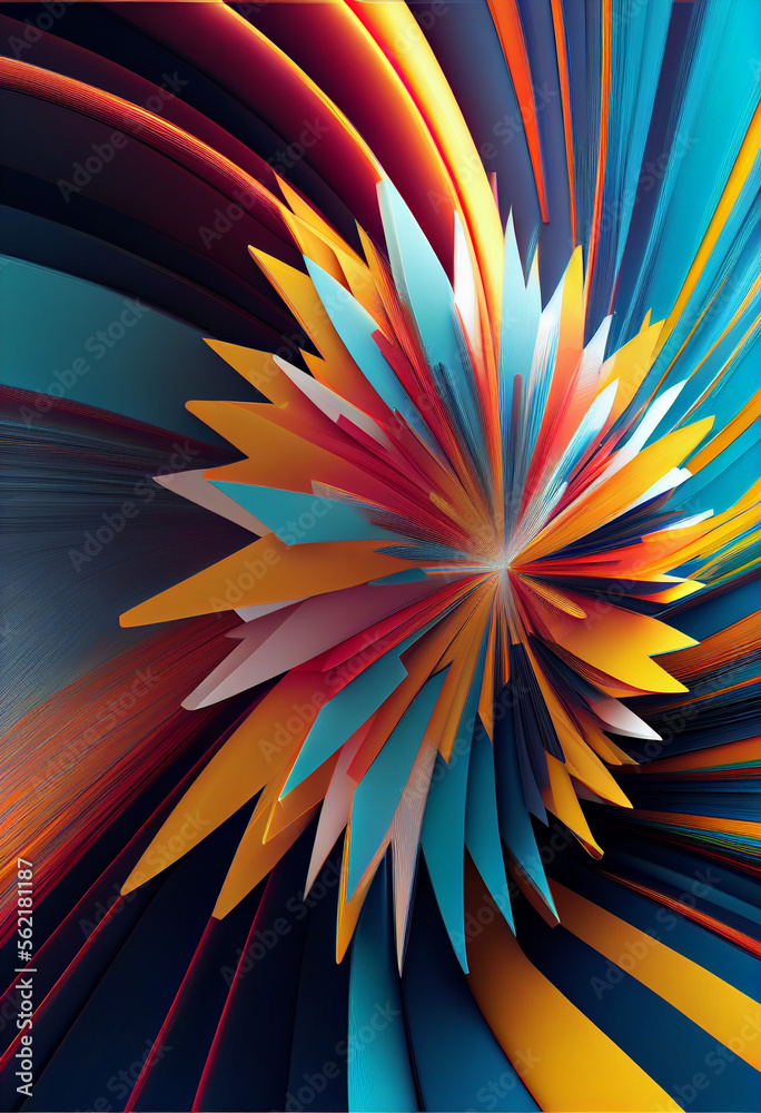 Fototapete Wonderful Abstract colourful line background. Starburst dynamic wave. Background pattern for design.