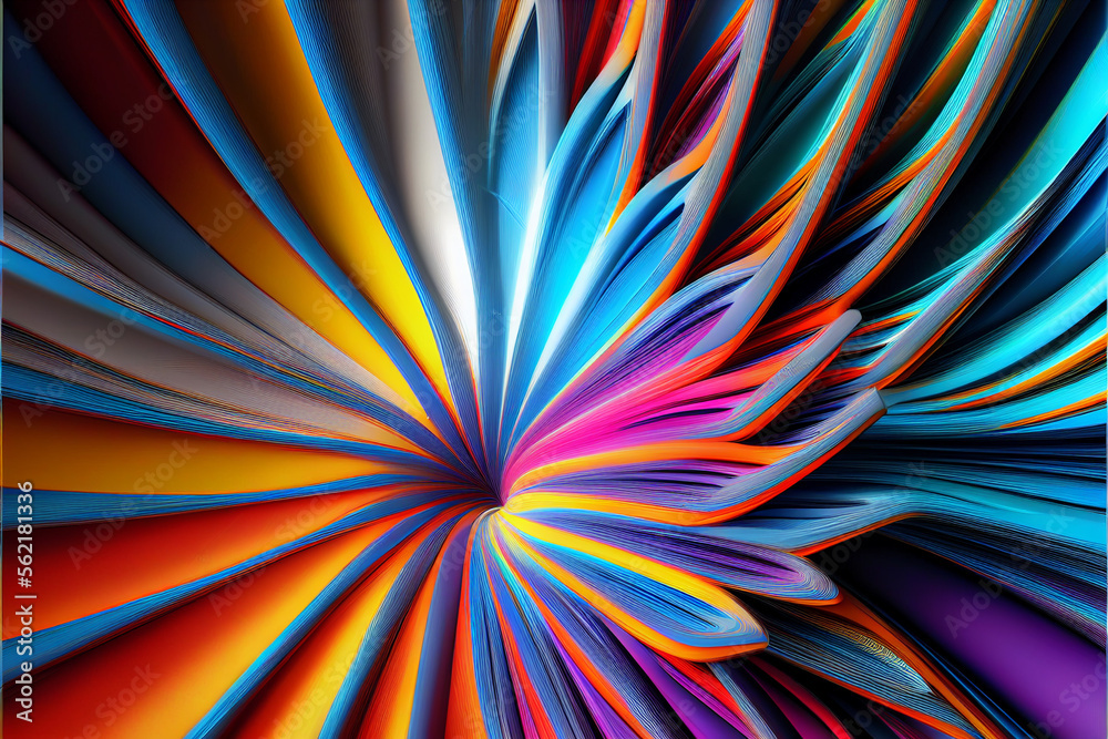 Poster Wonderful Abstract colourful line background. Starburst dynamic wave. Background pattern for design.