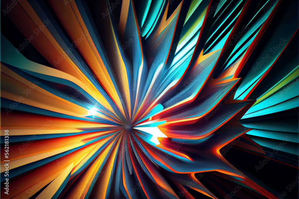 Poster Wonderful Abstract colourful line background. Starburst dynamic wave. Background pattern for design.