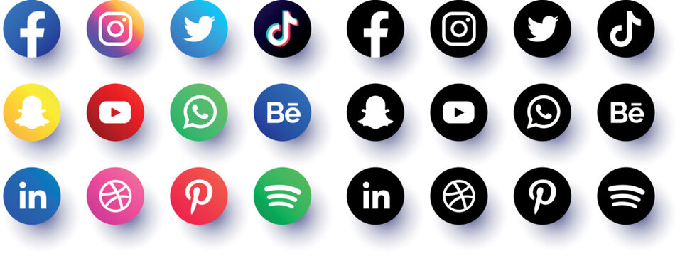Facebook, twitter, instagram, youtube, snapchat, pinterest, whatsapp, linkedin, tiktok Collection social media logo