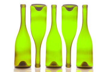 empty bottles of wine on white background