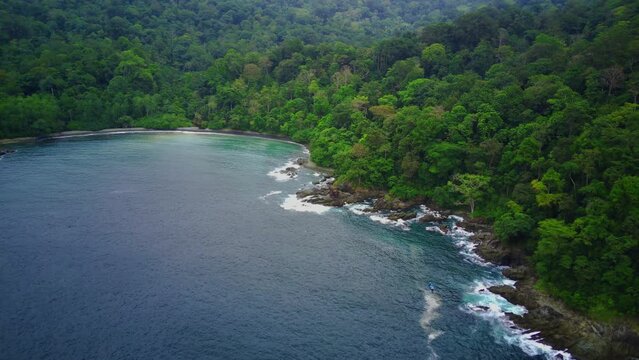 Flying over Teluk Ijo or Green Bay in Banyuwangi. east java