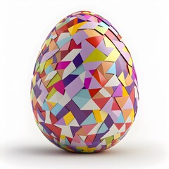 Obraz premium Colorful Glass Easter Egg. Generative AI Illustration. Multicolored Mosaic Style.