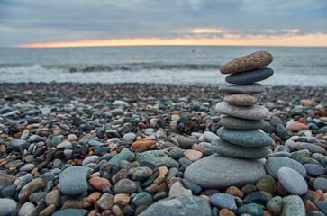 stack of stones on beach
