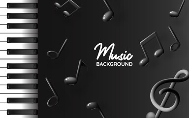 Music notes, song, melody or tune 3d realistic vector icon