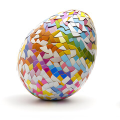 Obraz premium Polygon Easter Egg. Generative AI Illustration. Multicolored Mosaic Style.