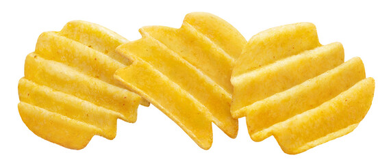 Delicious ridged potato chips cut out