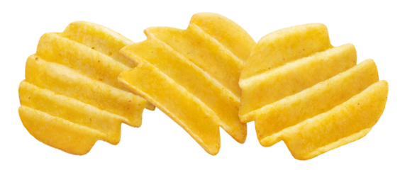 Delicious ridged potato chips cut out