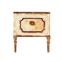 Bureau dresser table wooden a watercolor sketch 