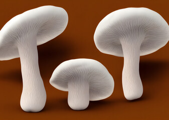 3d rendering illustration of edible mushrooms, generative ai