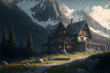 house in the mountains generative ai