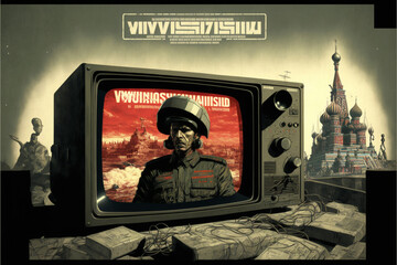 russian soldier on tv generative ai