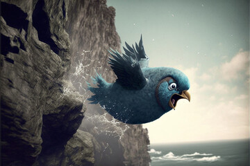 famous bluebird falling in despair generative ai