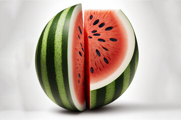 slice of watermelon on white background generative ai