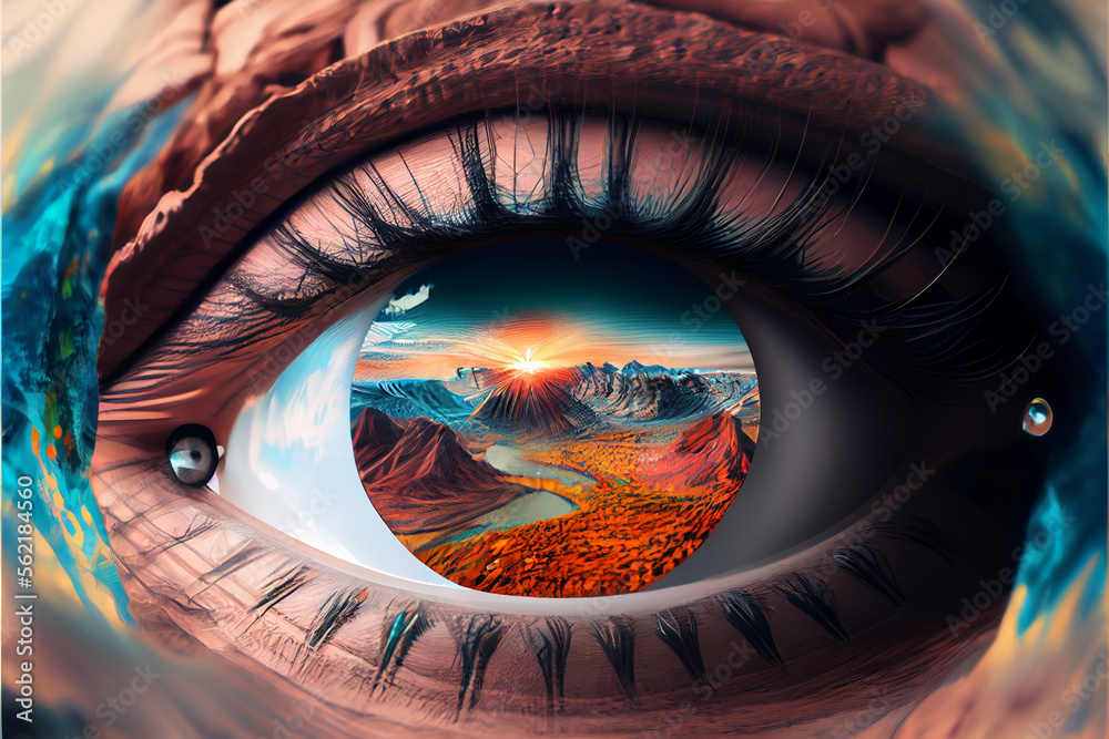 Aufkleber abstract eye concept looking on a nebula dust in infinite space background