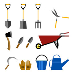 set of gardening tools
