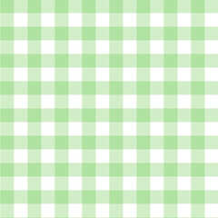 Green gingham striped checkered blanket tablecloth. Seamless white and blue table cloth napkin pattern background. Texture from plaid, tablecloths, shirts, clothes, dresses, bedding.