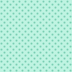  aqua polka dot pattern, seamless texture background. Green Polka dots repeat trendy on light green background, tile. For fabric pattern, card, decor, wrapping paper	