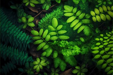 Fototapeta premium ﻿A group of green leaves - Generative AI