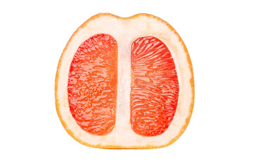 Fresh, juicy grapefruit. Cut. Isolated on white background.