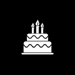 Birthday and dessert  icon isolated on black background.