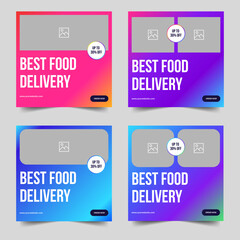 Food delivery web banner template for social media posts, best food supply web banner vector design