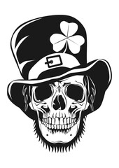 St Patrick's Day Leprechaun skull. Easy to use vector design.