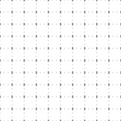 Square seamless background pattern from black bitcoin symbols are different sizes and opacity. The pattern is evenly filled. Vector illustration on white background