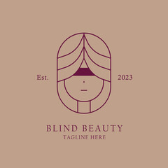 Beauty woman blindfold luxury elegant clean logo design. Isolated background
