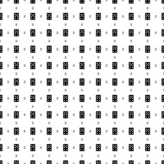 Square seamless background pattern from black seven of clubs playing cards are different sizes and opacity. The pattern is evenly filled. Vector illustration on white background