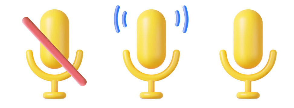3d Podcast microphone on stand, audio equipment