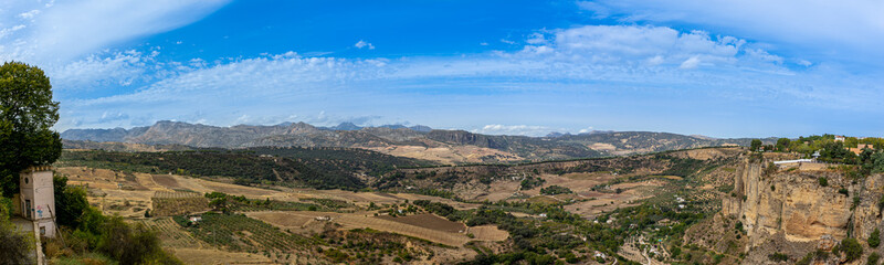 Fototapeta na wymiar Panoramic view on surrounding mountains in Ronda, Spain on October 23, 2022