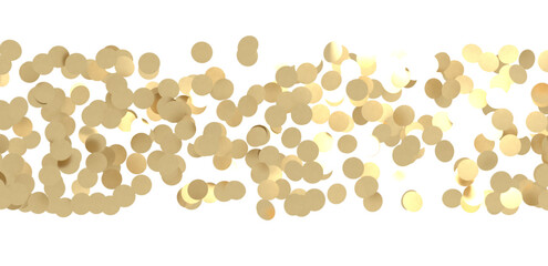 Golden serpentine confetti on transparent background. luxury isolated