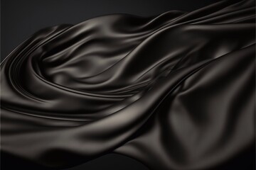 Obraz premium Black luxury silk background, Crumpled black satin texture background or elegant wallpaper design, background, Generative AI