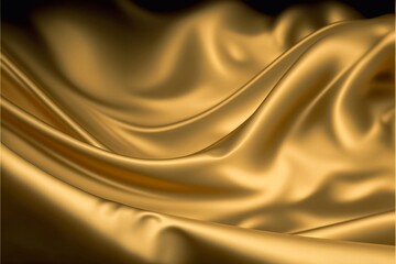 Obraz premium gold luxury silk background, Crumpled gold satin texture background or elegant wallpaper design, background, Generative AI