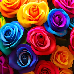 Rainbow roses background. Valentine's Day. Generative AI.	
