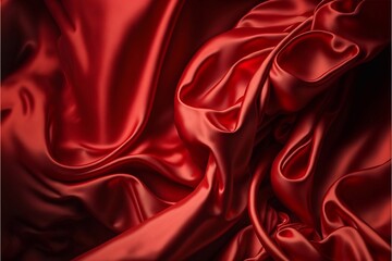 Red luxury silk background, Crumpled red satin texture background or elegant wallpaper design, background, Generative AI